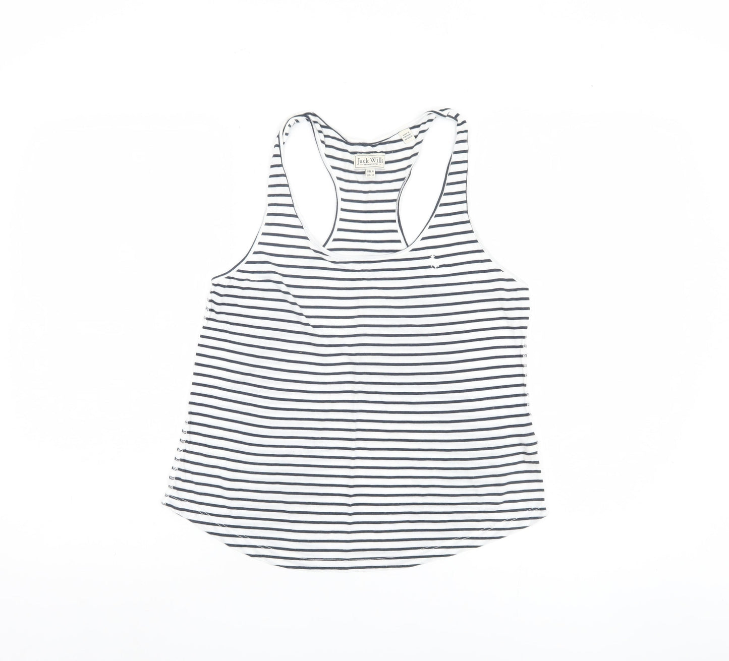 Jack Wills Women's White Striped Tank Top Size 6