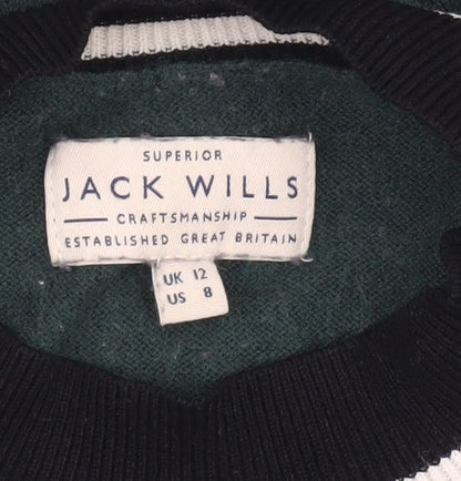 Jack Wills Women's Green Crew Neck Pullover Jumper Size 12