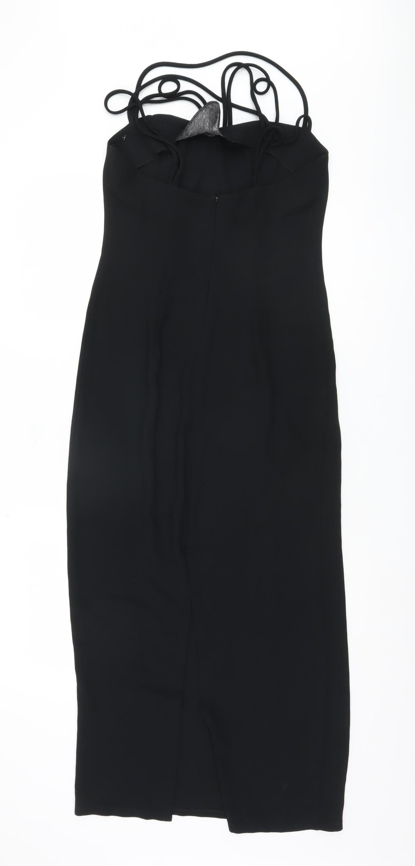 Wallis Black Midi Bodycon Dress, Size 8