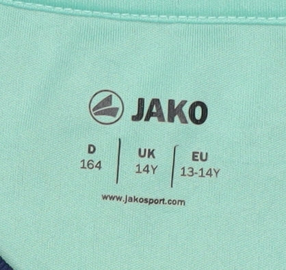 JAKO Boys Green Active T-Shirt, Crew Neck, 14 Years