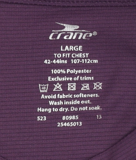 Crane Men's Purple T-Shirt, L, Activewear, Polyester