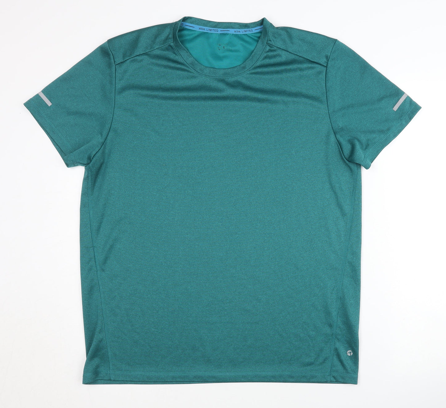 Men's Green Activewear T-Shirt, Polyester, Short Sleeve Size L