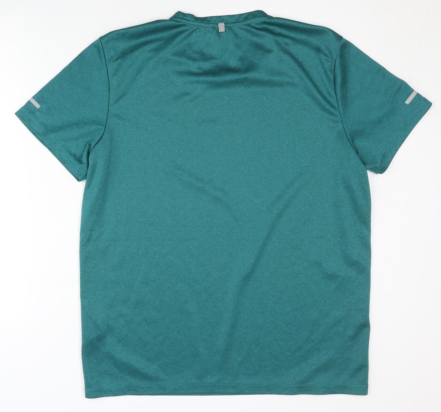 Men's Green Activewear T-Shirt, Polyester, Short Sleeve Size L