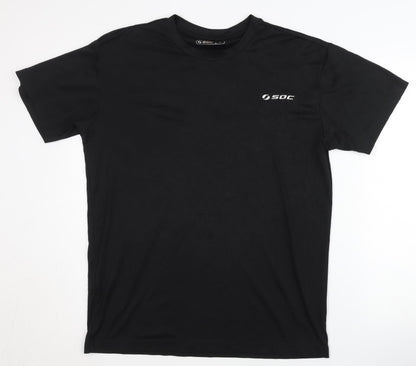 SOC Men's Black Medium T-Shirt - Regular Fit, Gym Ready