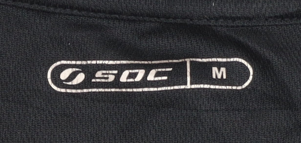 SOC Men's Black Medium T-Shirt - Regular Fit, Gym Ready