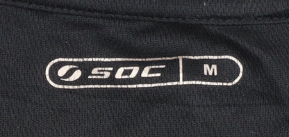 SOC Men's Black Medium T-Shirt - Regular Fit, Gym Ready