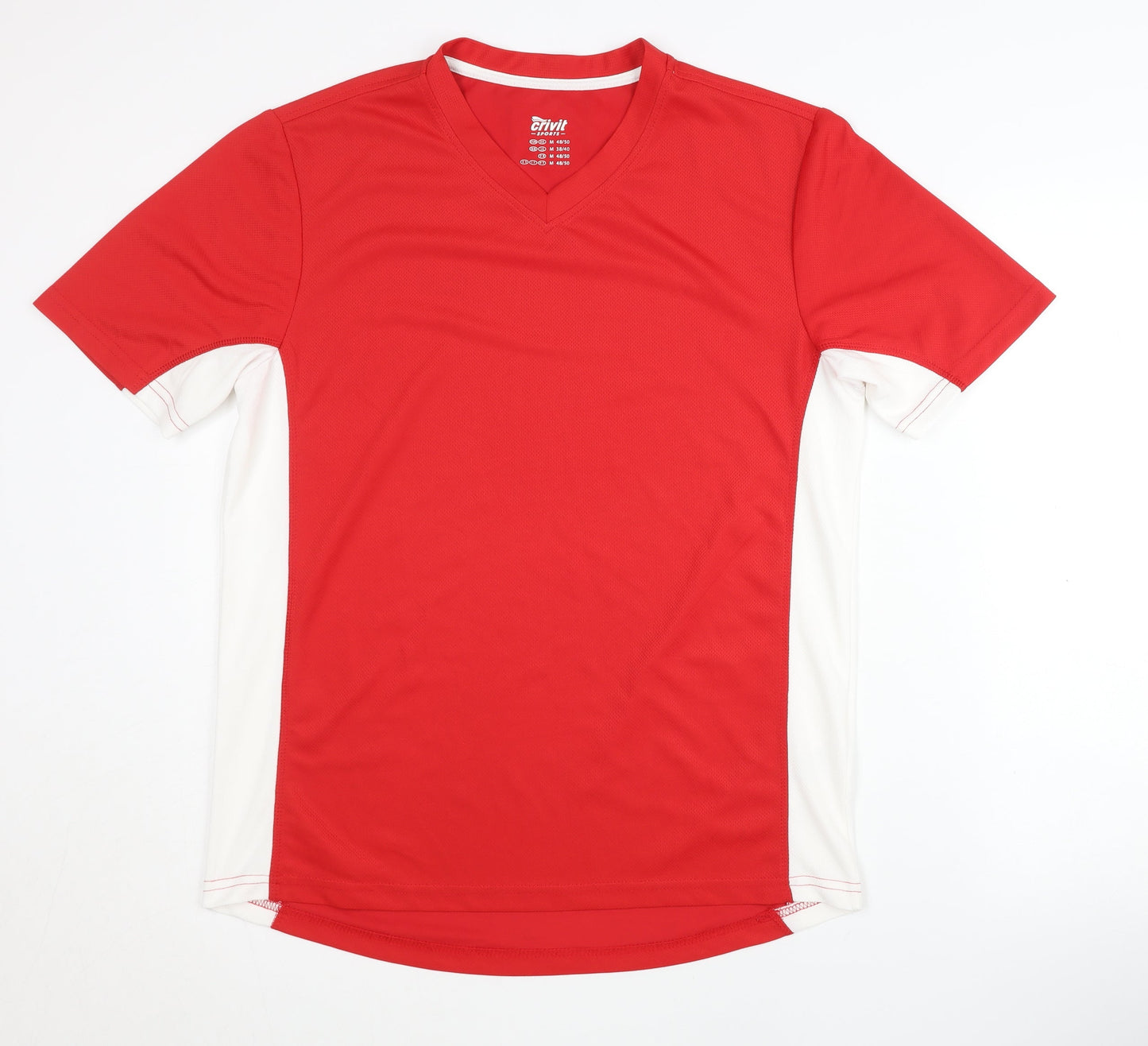 Crivit Men's Red V-Neck Pullover T-Shirt, M