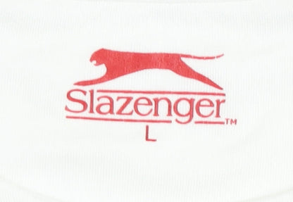 Slazenger Men's White Athletic T-Shirt, Size L, Performance Fit