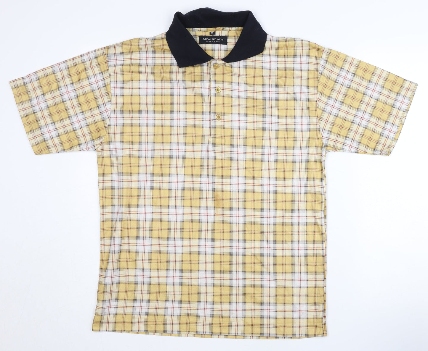 New Roads Men's Multicoloured Plaid Polo Shirt M