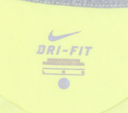 Nike Yellow Men's T-Shirt - Sports, L, Quick Dry