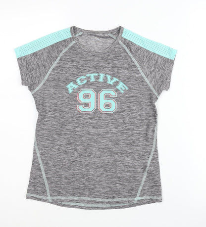 Active Touch Kids Girls Grey Jersey T-Shirt, 12-13 Years