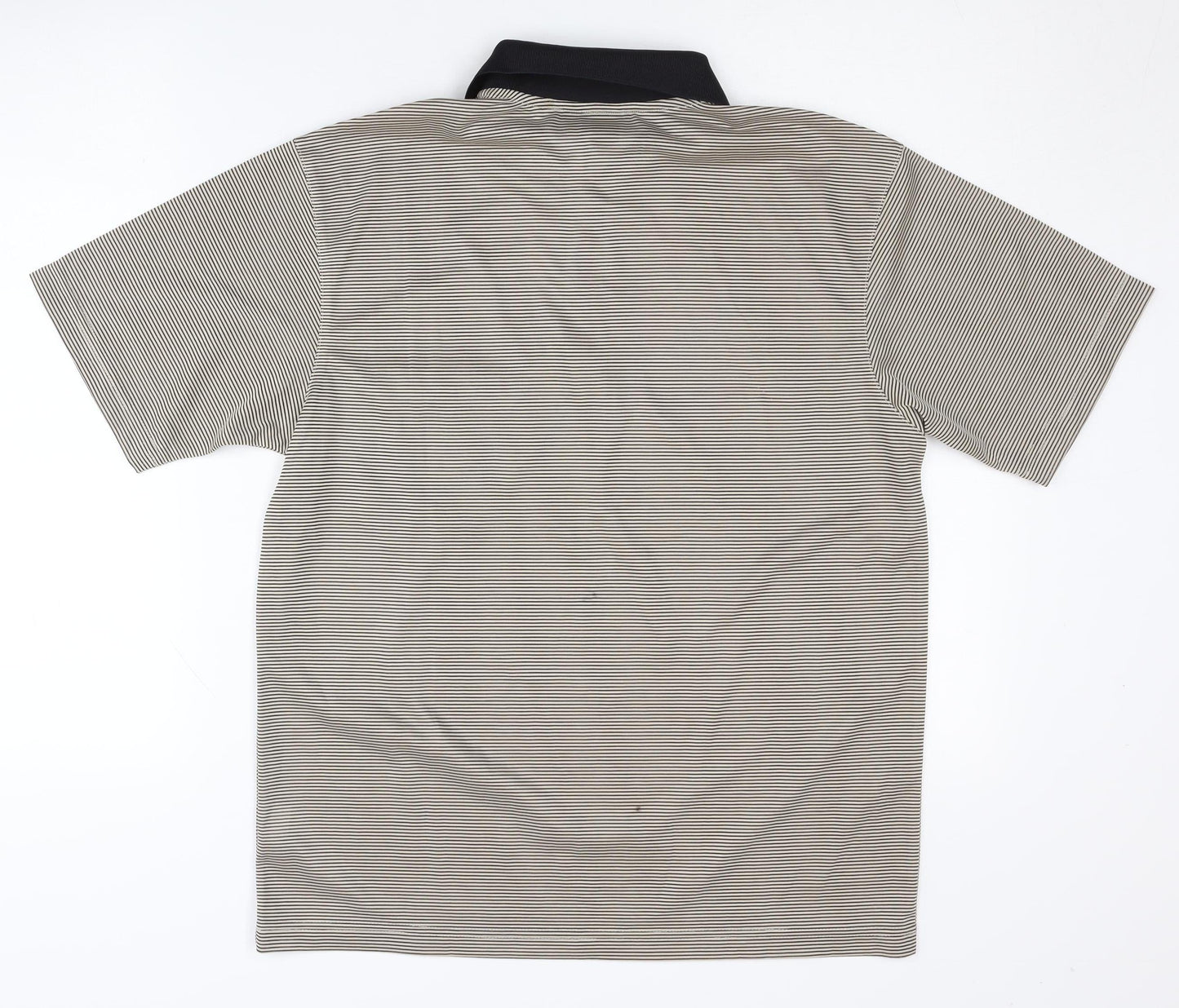 Ralph Lauren Men's Beige Silk Striped Polo M