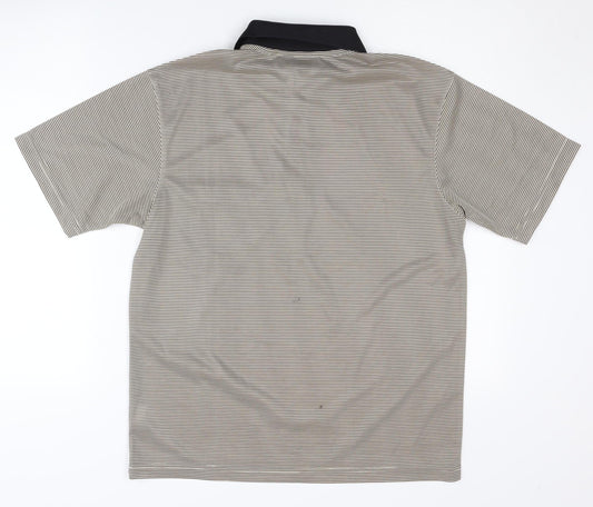 Ralph Lauren Men's Beige Silk Striped Polo M