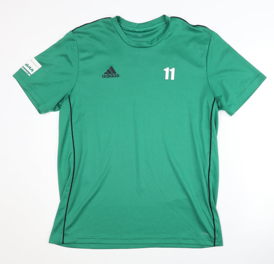 Adidas Men's Green Athletic T-Shirt - L, Football Jersey