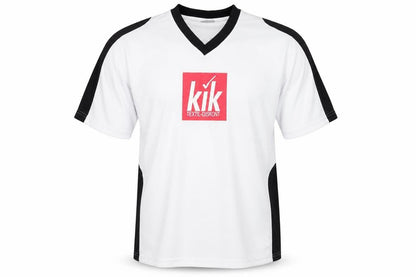 Identic Men's White XL Football V-Neck Logo T-Shirt