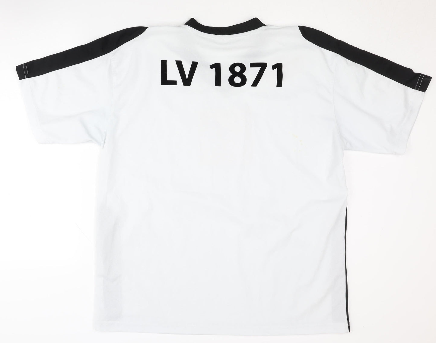 Identic Men's White XL Football V-Neck Logo T-Shirt