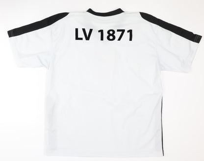 Identic Men's White XL Football V-Neck Logo T-Shirt