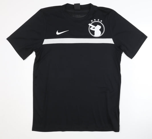 Nike Men's Black Football T-Shirt, L, Moisture-Wicking Jersey