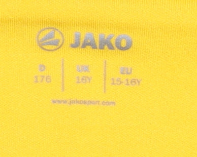 Jako Boys Yellow Crew Neck Jersey T-Shirt, Size 16Y