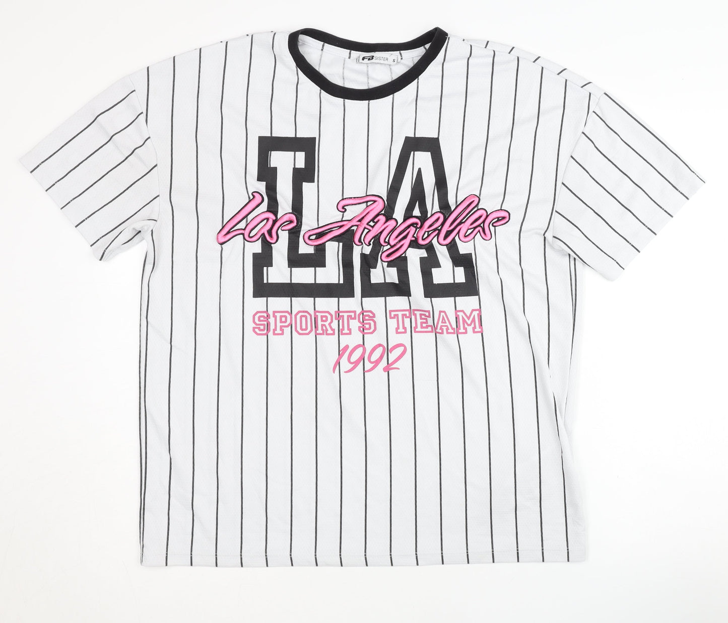 FB Sister LA 1992 White Striped T-Shirt, Size S, Sporty