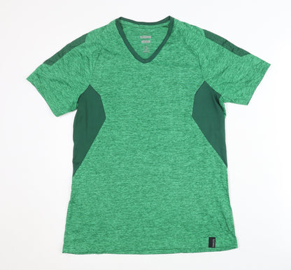 Mascot Men's Green V-Neck Jersey T-Shirt, Size S