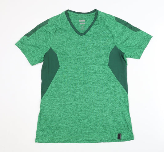 Mascot Men's Green V-Neck Jersey T-Shirt, Size S