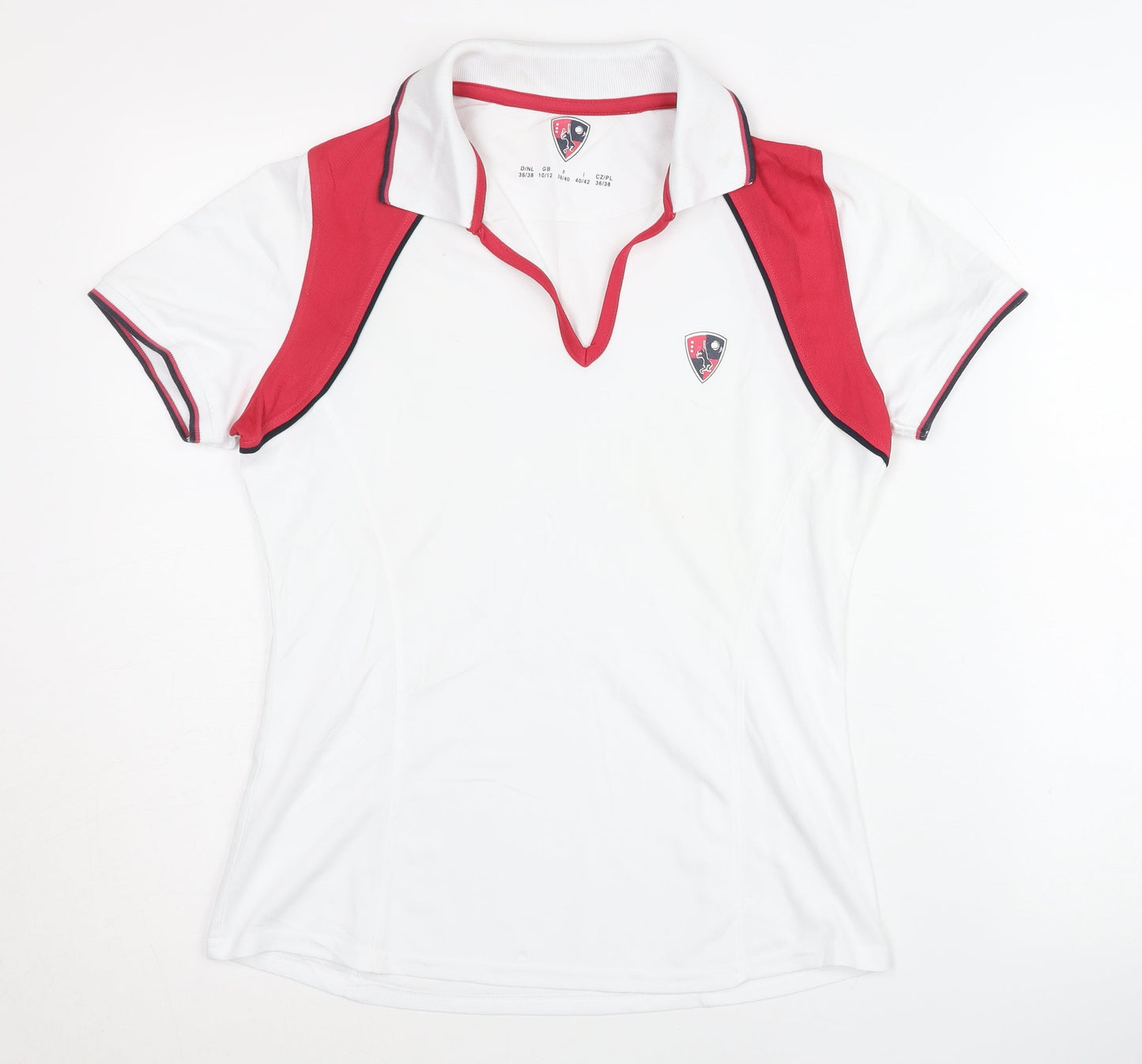 Women's White & Red Polo Shirt Activewear Size 10/12