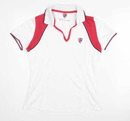 Women's White & Red Polo Shirt Activewear Size 10/12