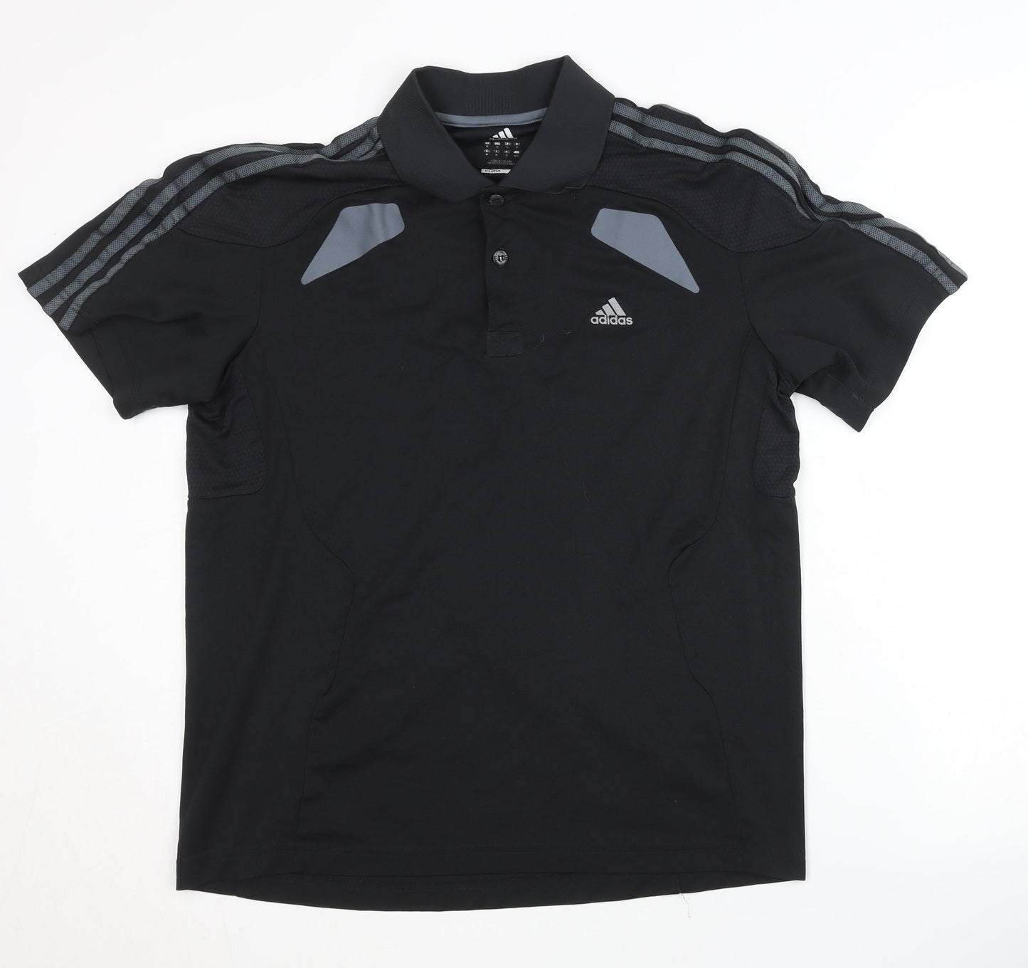 Adidas Men's Black Polo Shirt, Size S, Breathable Gym Top