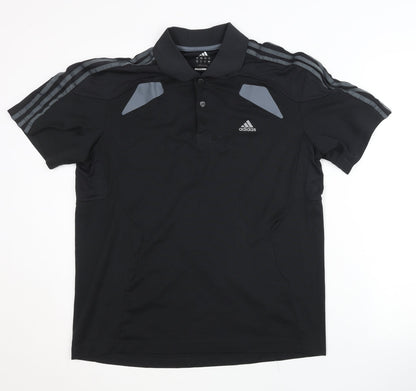 Adidas Men's Black Polo Shirt, Size S, Breathable Gym Top