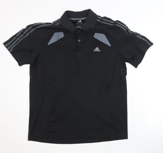 Adidas Men's Black Polo Shirt, Size S, Breathable Gym Top