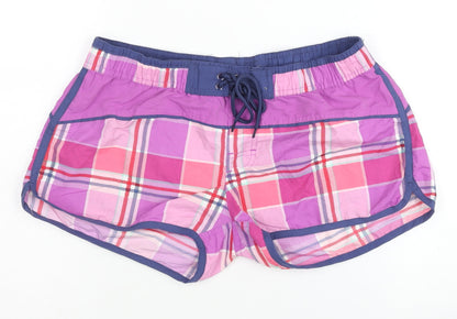 Okay Women's Purple Plaid Athletic Shorts S
