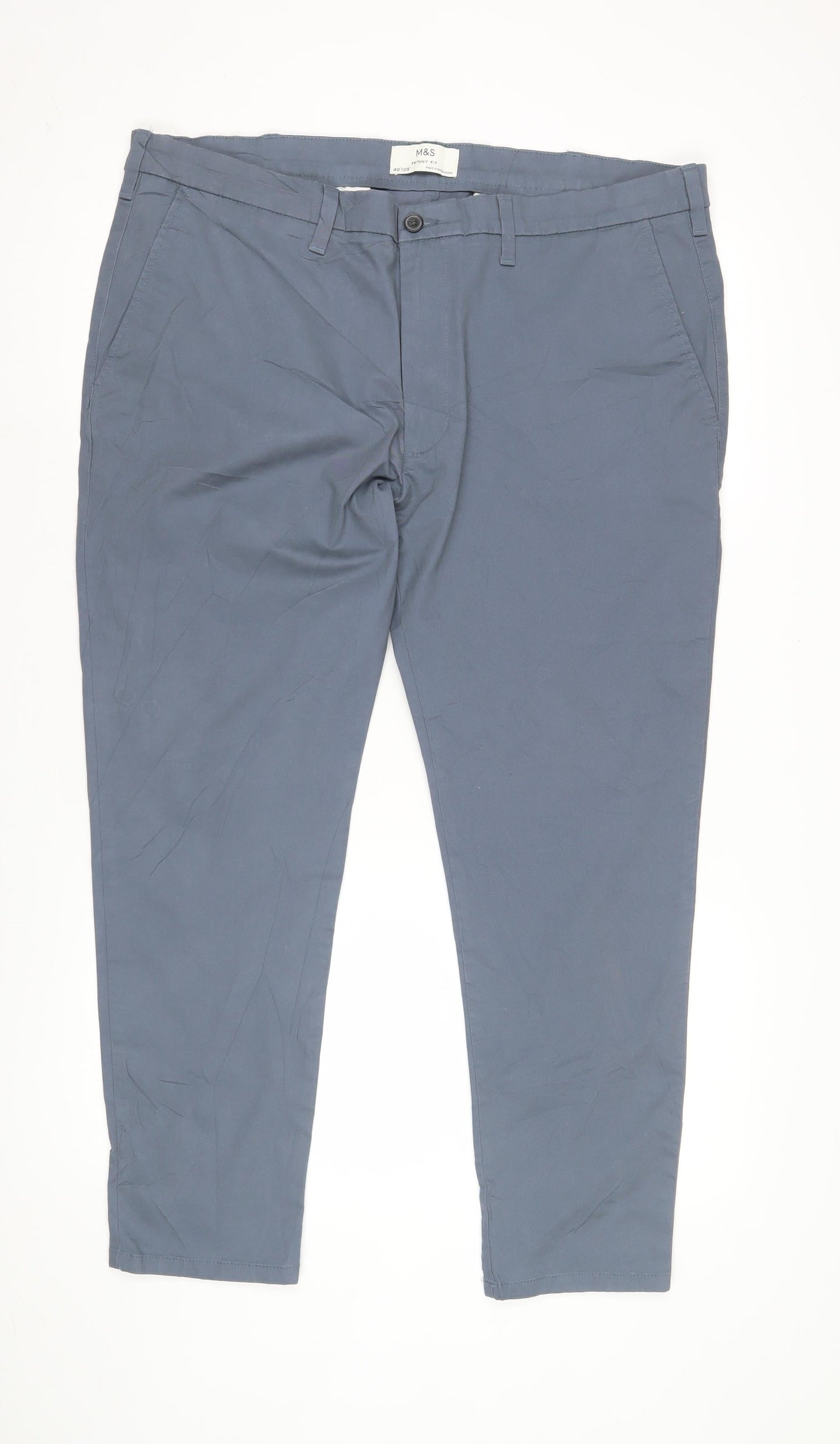 Marks & Spencer Blue Skinny Fit Chino Trousers - 40