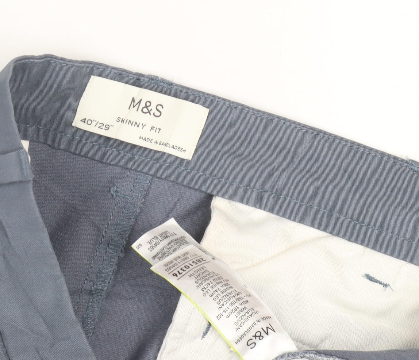 Marks & Spencer Blue Skinny Fit Chino Trousers - 40