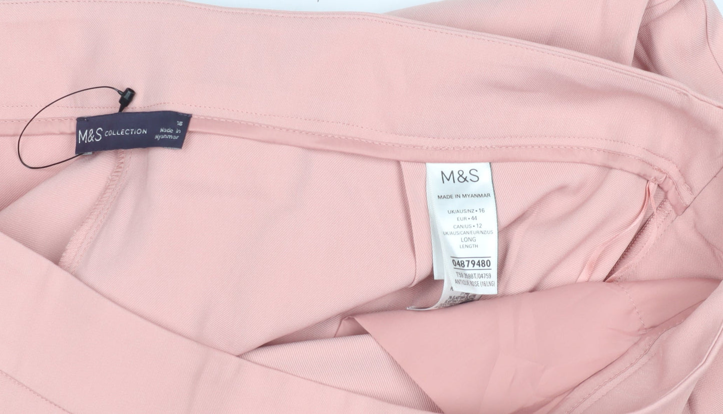 Womens UK Size 16 Marks and Spencer Regular Fit Casual Pink Trousers