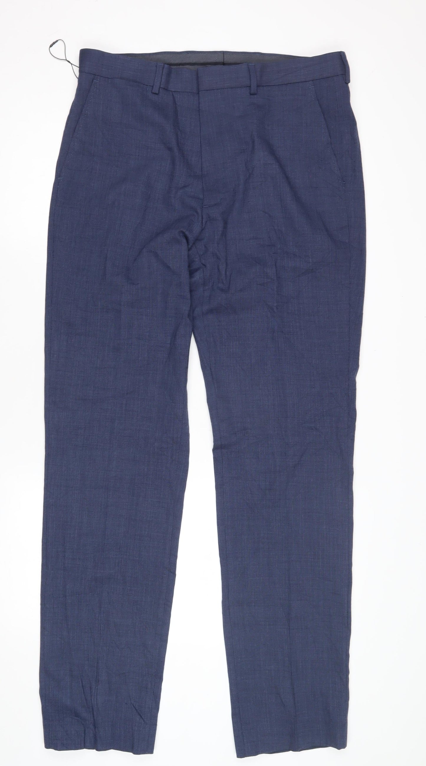 Marks & Spencer Men's Blue Regular Fit Trousers 34XL
