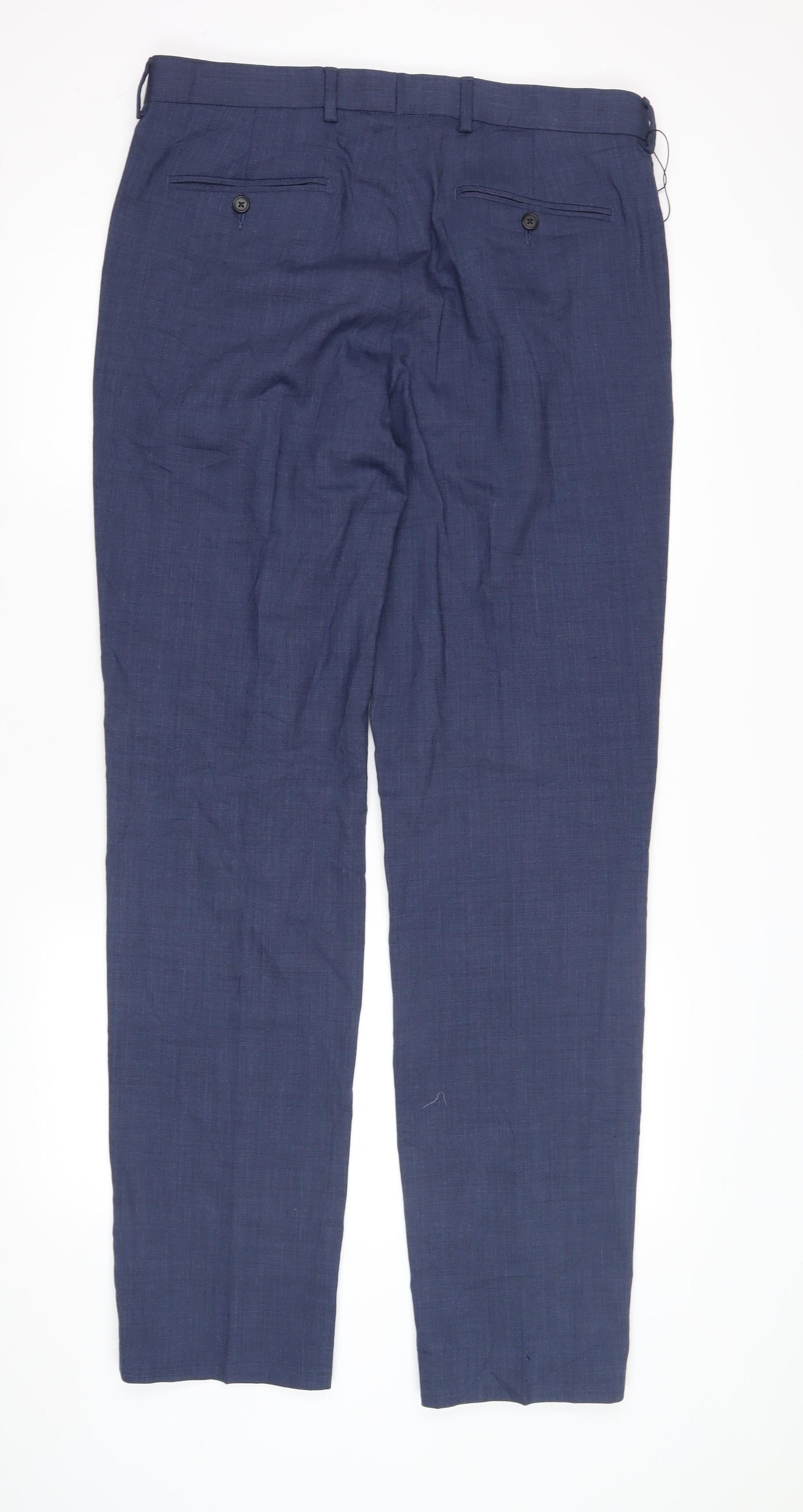 Marks & Spencer Men's Blue Regular Fit Trousers 34XL