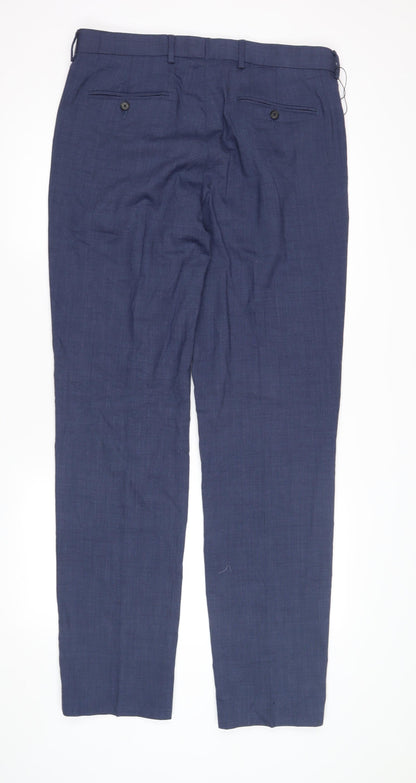 Marks & Spencer Men's Blue Regular Fit Trousers 34XL