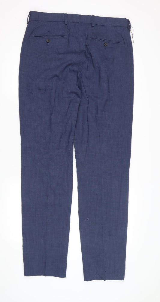 Marks & Spencer Men's Blue Regular Fit Trousers 34XL