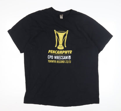 CPD Wrecsam Men's XL Black Graphic Print T-Shirt