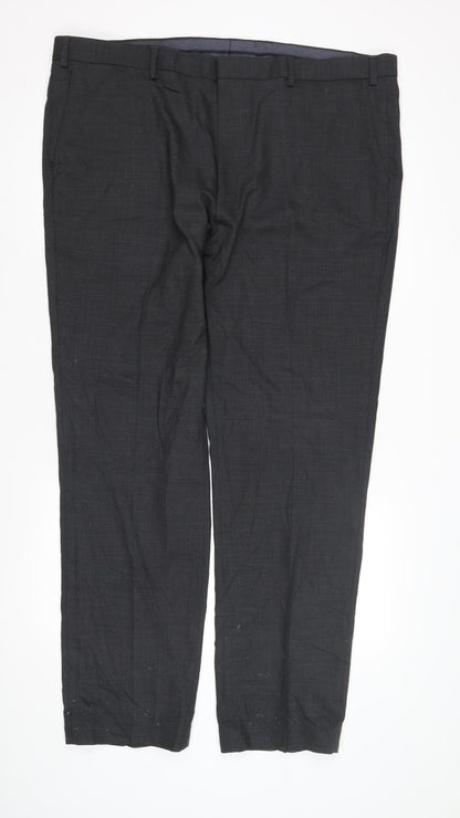 Marks and Spencer Men's Black Trousers, 44L, Regular Fit