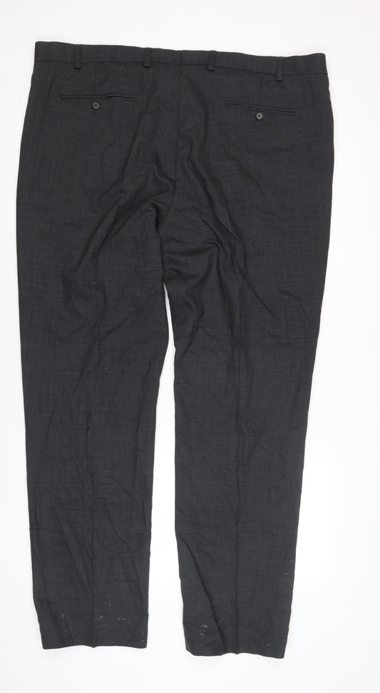 Marks and Spencer Men's Black Trousers, 44L, Regular Fit