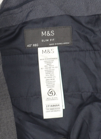 Marks and Spencer Grey Slim Fit Men's Trousers Size 40