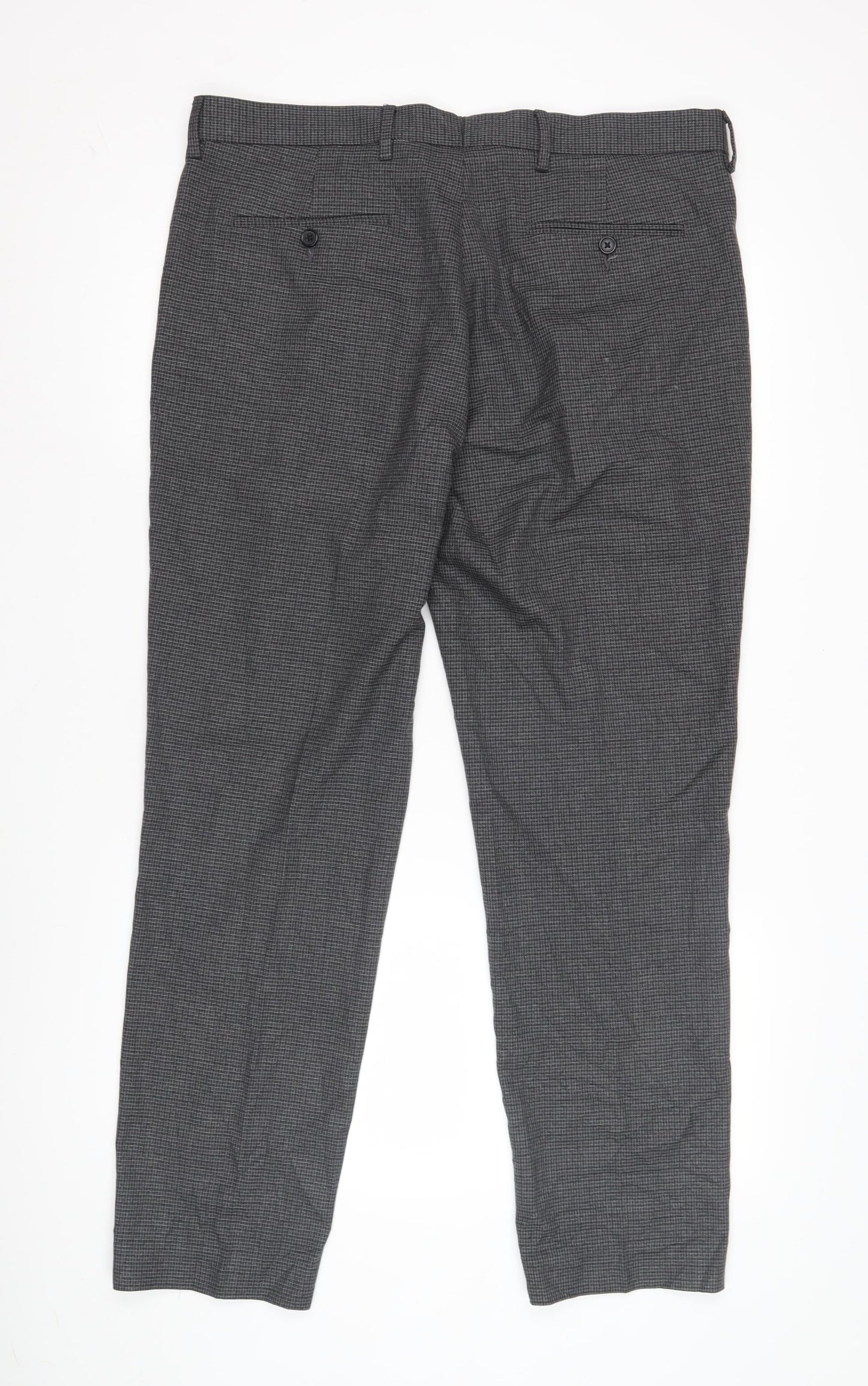 Marks & Spencer Men's Grey Check Trousers Size 36
