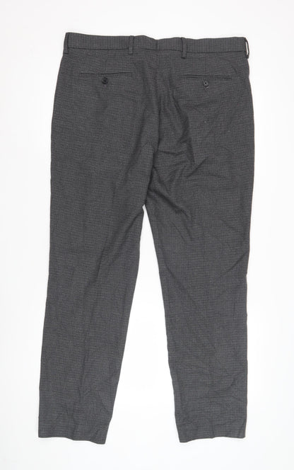 Marks & Spencer Men's Grey Check Trousers Size 36
