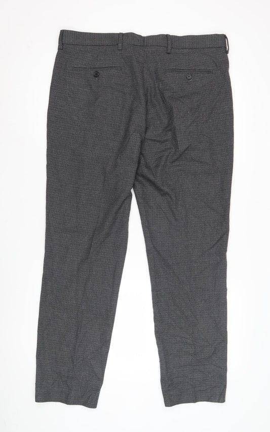 Marks & Spencer Men's Grey Check Trousers Size 36