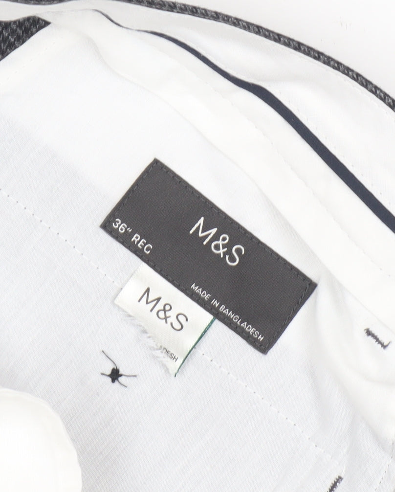 Marks & Spencer Men's Grey Check Trousers Size 36