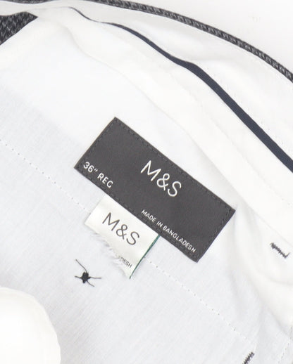 Marks & Spencer Men's Grey Check Trousers Size 36