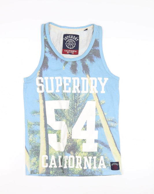 Superdry Men's Blue Graphic Print Sleeveless T-Shirt S