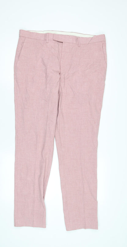 Marks and Spencer Slim Fit Pink Trousers, 36 In